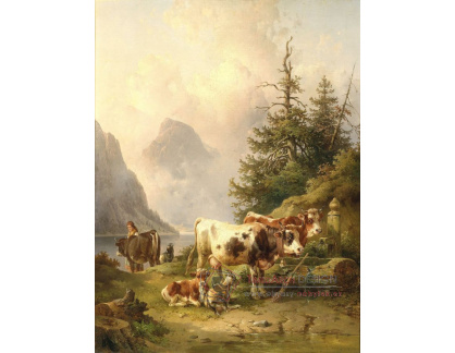 VSO1425 Edmund Mahlknecht - Pastevci s dobytkem na břehu jezera
