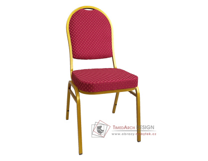 JEFF 3 NEW, jídelní židle, zlatá / látka červená