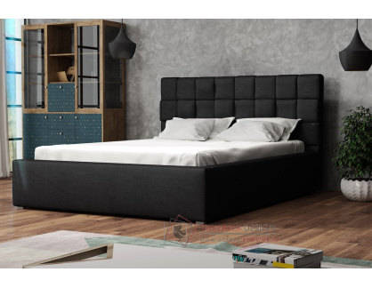VLADAN, čalouněná postel 180x200cm, látka černá