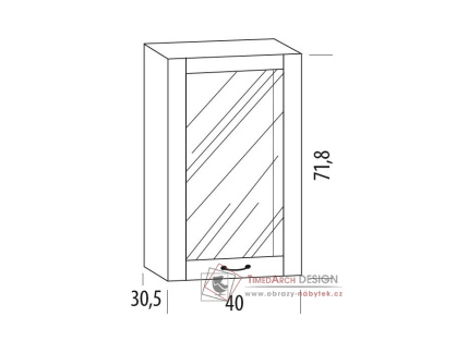 CHARLOTTA, horní vitrína 1-dveřová 40BB, výběr provedení