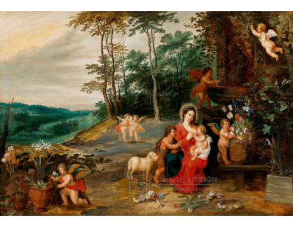 A-4236 Jan Brueghel a Pieter van Avont - Svatá rodina se svatým Janem Křtitelem v krajině