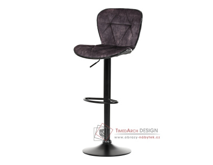 AUB-805 BR4, barová židle, černá / látka hnědý samet