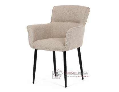 DCH-J2159 CRM, jídelní křeslo, černý lak / látka krémová