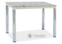 DAMAR II, 100x60, jídelní stůl, chrom / krémové sklo
