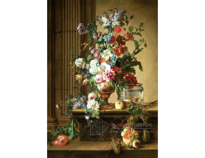 SO XVII-269 Gerard Van Spaendonck - Zátiší s květinami, ovocem a rybičkami ve sklenici