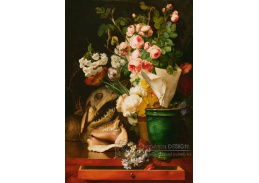 VKZ 483 Antoine Berjon - Zátiší s květinami, mušlemi, žraločí hlavou