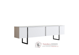 LUXE, televizní stolek 2-dveřový, černá / bílá