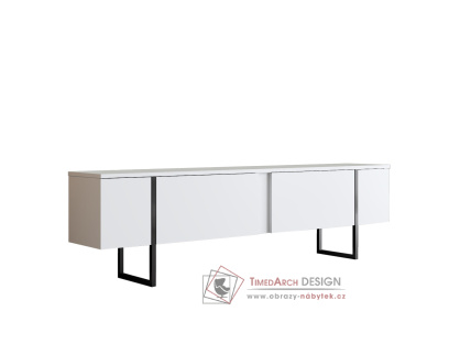 LUXE, televizní stolek 2-dveřový, černá / bílá