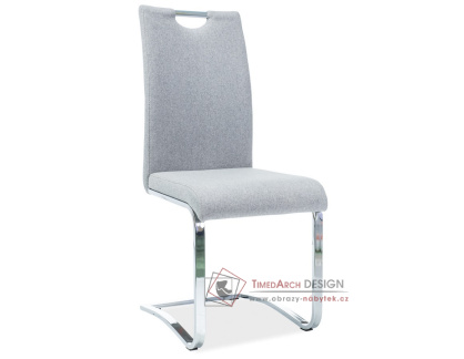 H-790, jídelní čalouněná židle, chrom / látka šedá