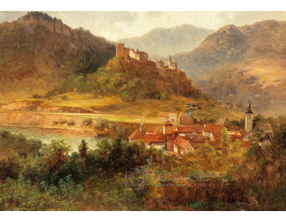 A-578 Adolf Obermüllner - Vesnice s řekou a hradem