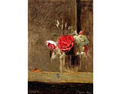 A-5757 Jean-Baptiste Camille Corot - Růže ve skleněné váze