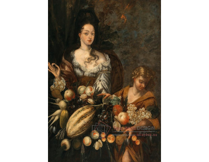 A-5781 Neznámý autor - Portrét dámy s dítětem a ovocem