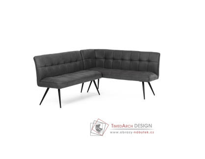 DCL-D1950 GREY3, lavice rohová, černá / látka šedá