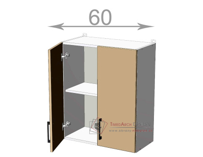horní skříňka š.60, v.72, Kaiser W6072, bílá/cappuccino lesk