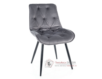 CHEERS II, jídelní čalouněná židle, černá / látka velvet šedá