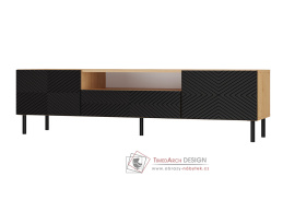 KARIS 160-K, televizí stolek 2-dveřový se zásuvkou, dub artisan / černá