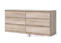 SIMPLICITY 296, komoda se 6-ti zásuvkami, dub sonoma truflový