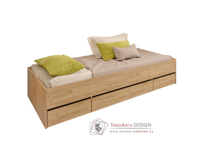 MATIASI, postel s úložným prostorem 90x200cm, dub artisan