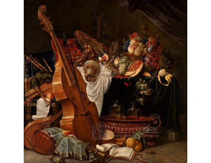 DDSO-2406 Johann Friedrich Grueber - Zátiší s hudebními nástroji  a ovocem