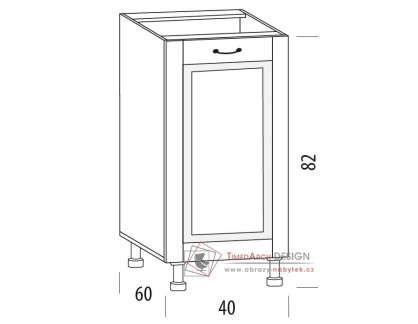 CHARLOTTA, dolní skříňka 1-dveřová 40H, výběr provedení