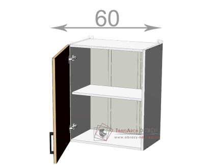 horní skříňka š.60, v.72, Kaiser W60721, bílá/ledově šedý lesk