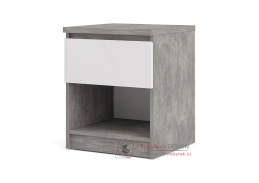 SIMPLICITY 238, noční stolek se zásuvkou, beton / bílý lesk