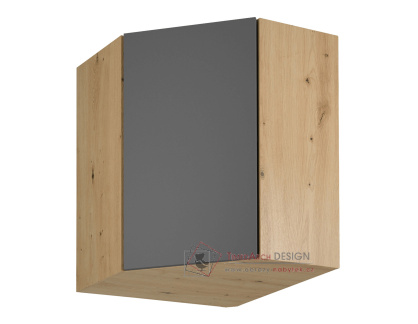 LANGEN, horní skříňka rohová G60N, dub artisan / šedý mat