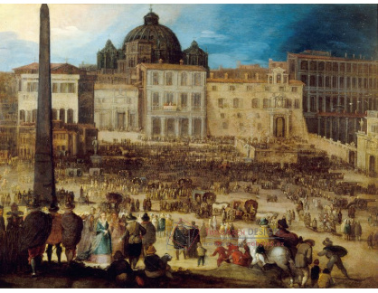 A-3663 Louis de Caulery - Pohled na Svatopetrské náměstí v Římě při volbě papeže roku 1592