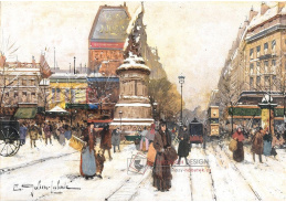 D-9348 Eugene Galien-Laloue - The Place de Clichy ve sněhu