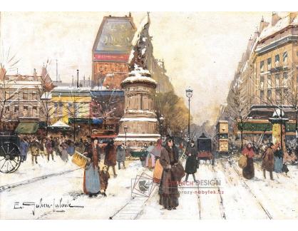 D-9348 Eugene Galien-Laloue - The Place de Clichy ve sněhu