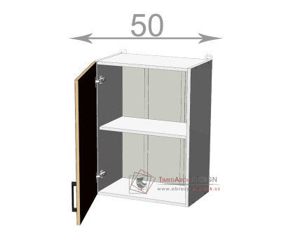 horní skříňka š.50, v.72, Kaiser W5072, bílá/bordó lesk