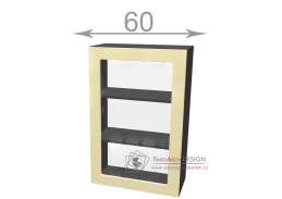 horní vysoká vitrína š.60, v.92, Horizon W60921G, grafit/ořech tmavý