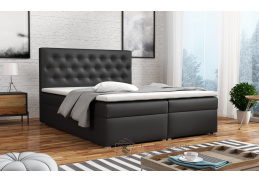 ANTONIO BOX, čalouněná postel 140x200cm - boxspring, ekokůže černá