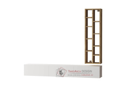 AMARIUS, televizní stolek 3-dveřový s regálem, dub Left / bílá