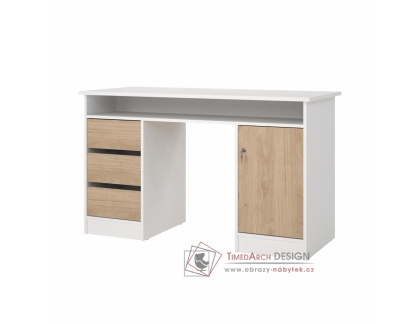 FELIX 421, psací stůl, bílá / jackson hickory