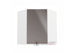 AURORA, horní rohová skříňka G60N - pravá, bílá / šedý lesk