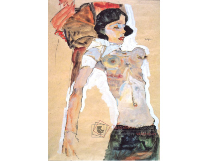 VES 101 Egon Schiele - Napůl oblečená ležící dívka