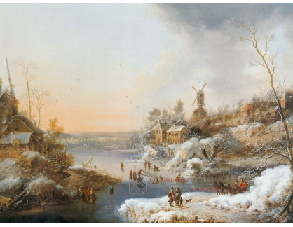 VSO 713 Pieter van Veen - Zimní krajina se zamrzlou řekou