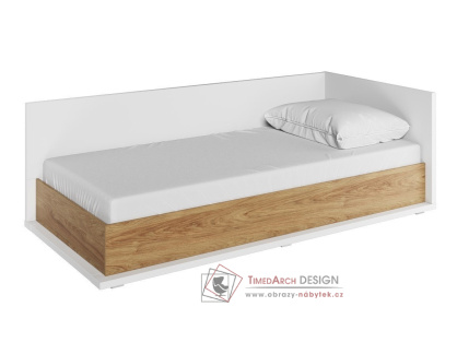 SOMAS 09P, postel 90x200cm s ÚP - pravá, bílá / ořech natural