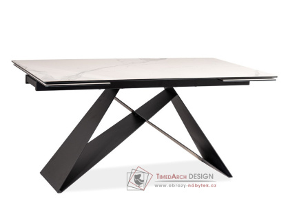 WESTIN III, jídelní stůl rozkládací 160-240x90cm, černá / ceramic bílý mramor