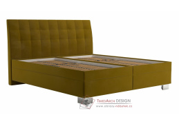 SARA, čalouněná postel 160x200cm, látka žlutozelená