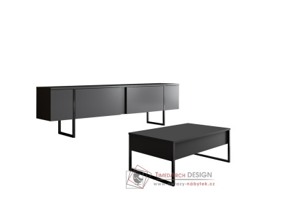 LUXE SET, konferenční + televizní stolek, černá / antracit