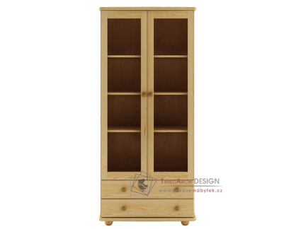 WK-115, vitrína 2-dveřová se 2-ma zásuvkami, borovicový masiv