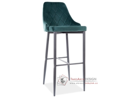 REX VELVET, barová čalouněná židle, černá / látka zelená