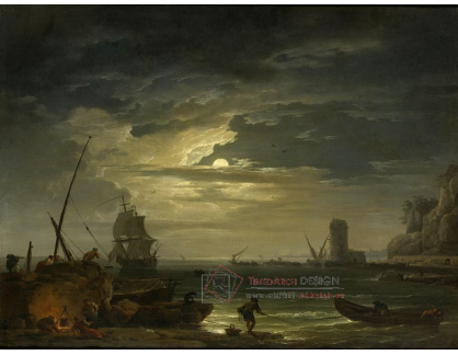 KO III-68 Claude-Joseph Vernet - Středomořský přístav v měsíčním světle