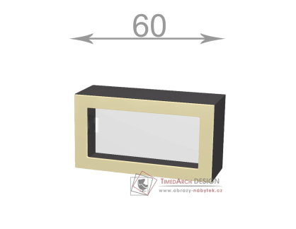 horní vysoká výklopná vitrína š.60, v.46, Horizon W6046G, grafit/ořech tmavý