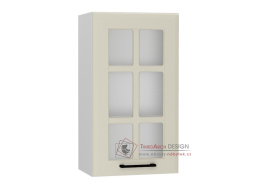 INGRID, horní skříňka s vitrínou 1-dveřová WS40P/L, bílá / coffee