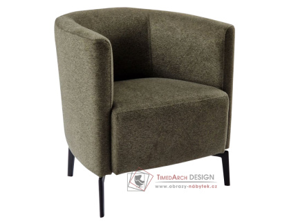 KAPY, designové čalouněné křeslo, černá / látka Matana 06 zelená