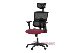 KA-B1025 BOR, kancelářská židle, látka bordó / síťovina černá