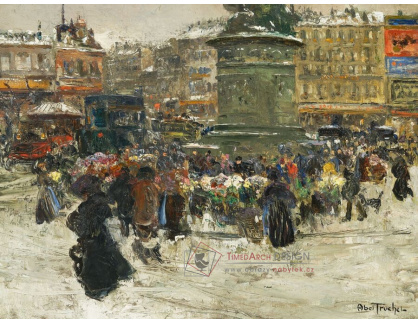 A-8718 Louis Abel-Truchet - Květinový trh v zimě na Place Clichy v Paříži